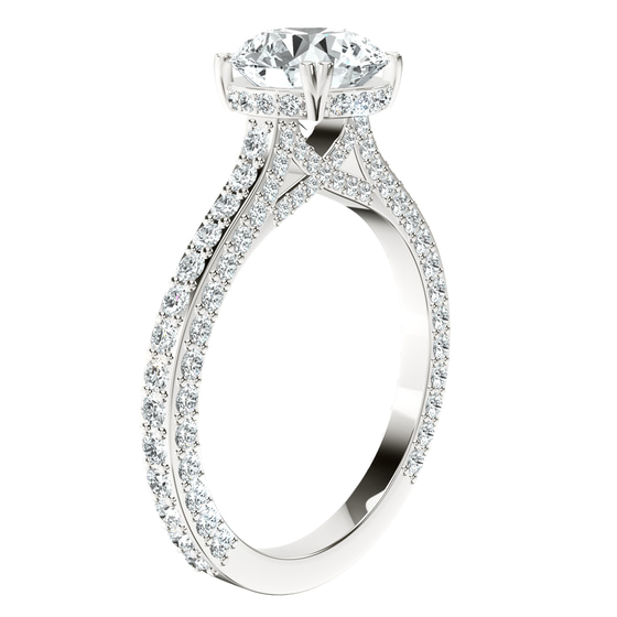 Eternia Criss Cross Side Halo Lab Diamond Ring left view