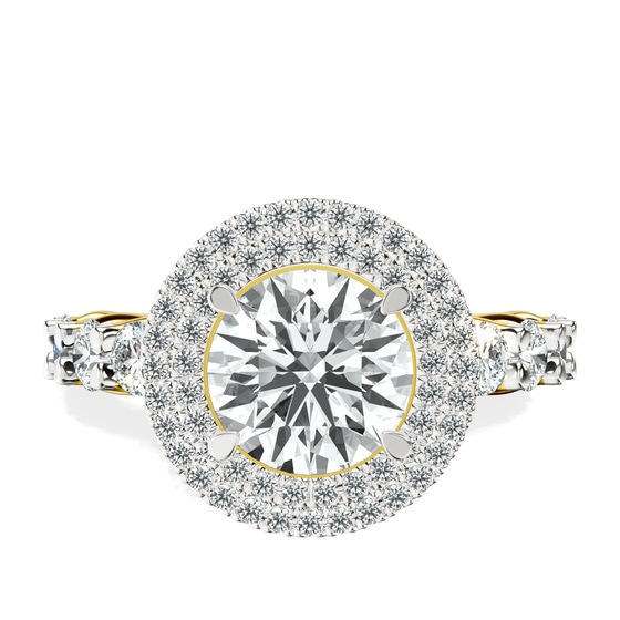 Crowned Cresta Double Halo Lab Diamond Ring front view