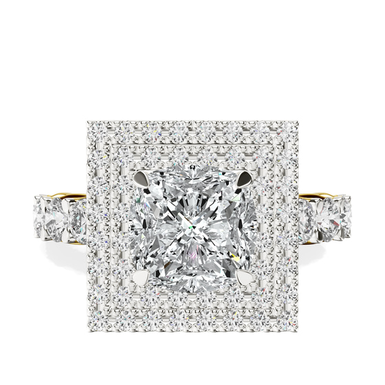 Crowned Cresta Double Halo Lab Diamond Ring front view