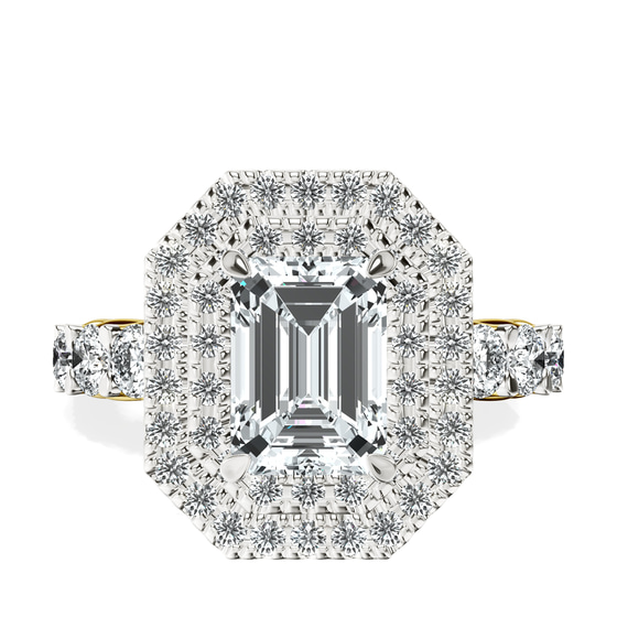 Crowned Cresta Double Halo Lab Diamond Ring front view