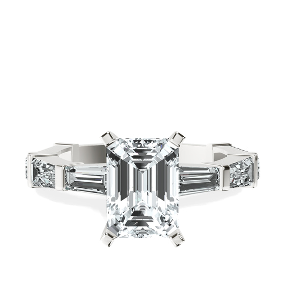 Gizele Tapered Side Stone Lab Diamond Ring