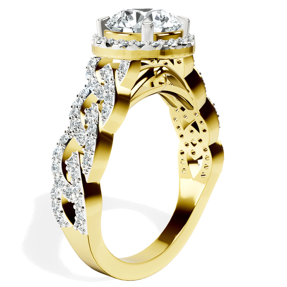 Imperiella Halo Celtic Knot Lab Diamond Ring left view