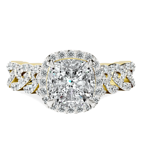 Imperiella Halo Celtic Knot Lab Diamond Ring front view