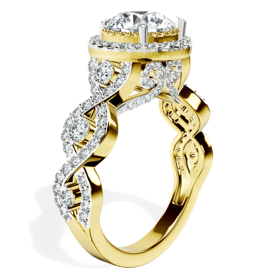 Prestigia Criss Cross Halo Lab Diamond Ring left view