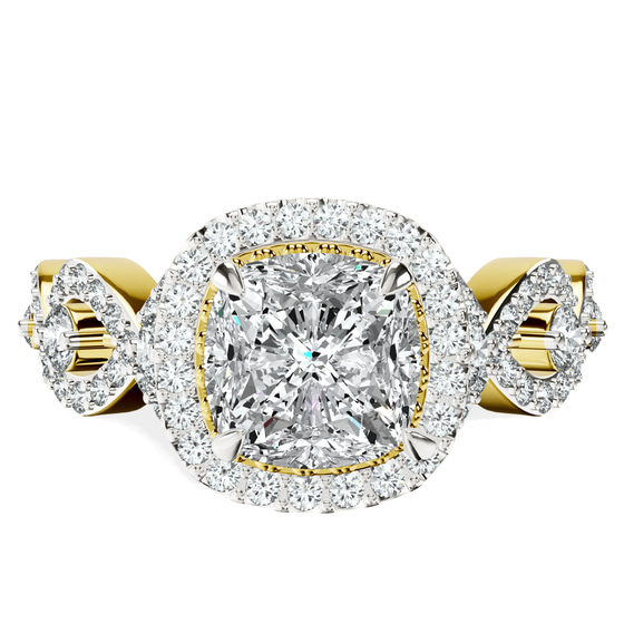 Prestigia Criss Cross Halo Lab Diamond Ring front view