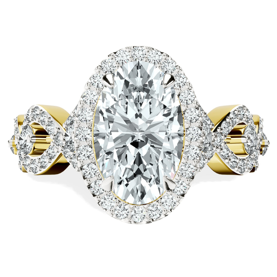 Prestigia Criss Cross Halo Lab Diamond Ring front view