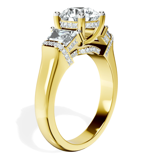 Astrid Three Stone Trapezoid Lab Diamond Ring left view