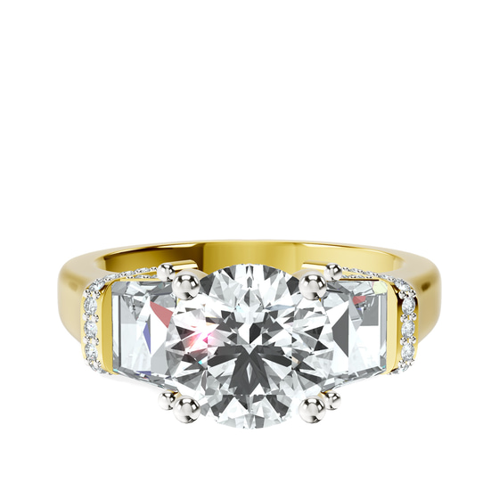 Astrid Three Stone Trapezoid Lab Diamond Ring front view
