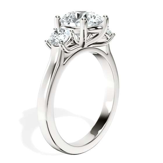Evelina Round Three Stone Lab Diamond Ring left view