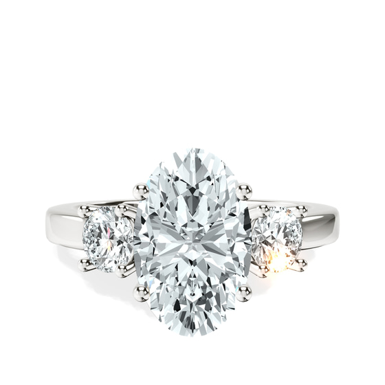Evelina Round Three Stone Lab Diamond Ring front view
