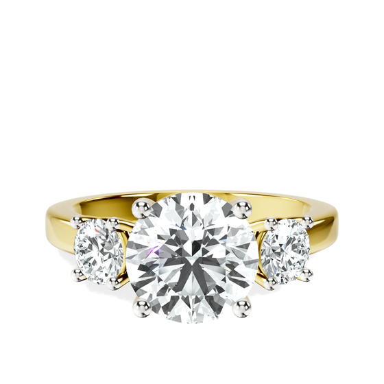 Evelina Round Three Stone Lab Diamond Ring front view