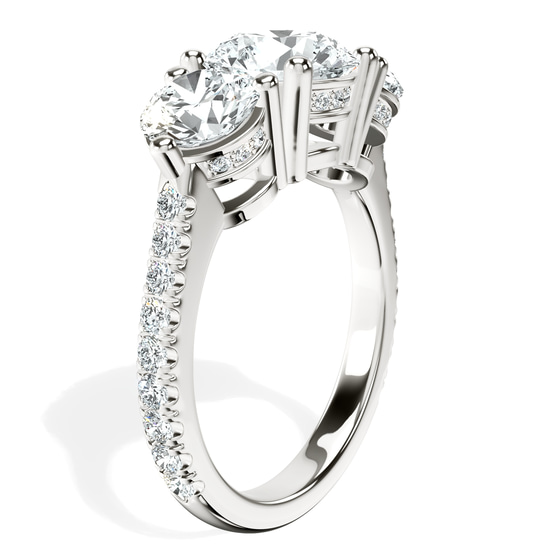 Artemis Round Three Stone Lab Diamond Ring left view