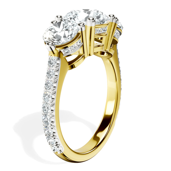 Artemis Round Three Stone Lab Diamond Ring top view