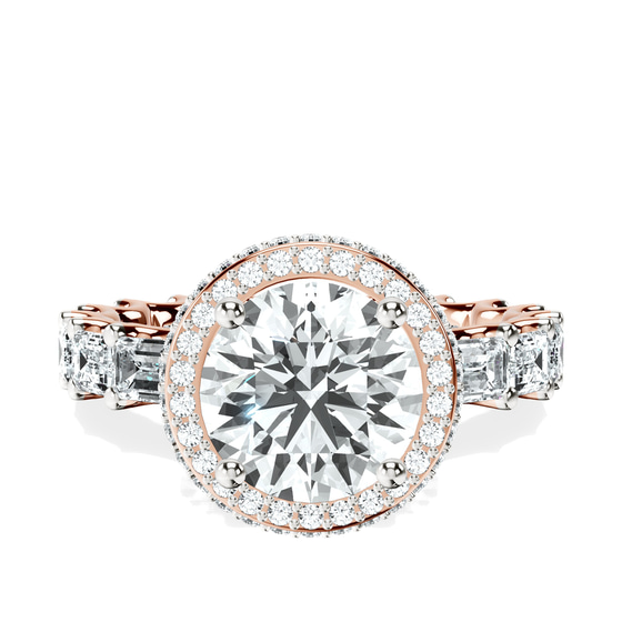 Amaryllis Side Emerald Lab Diamond Ring front view