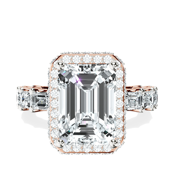 Amaryllis Side Emerald Lab Diamond Ring front view