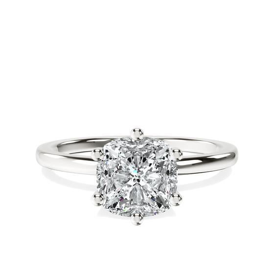 Six Prong Solitaire 1.5mm Lab Diamond Ring front view