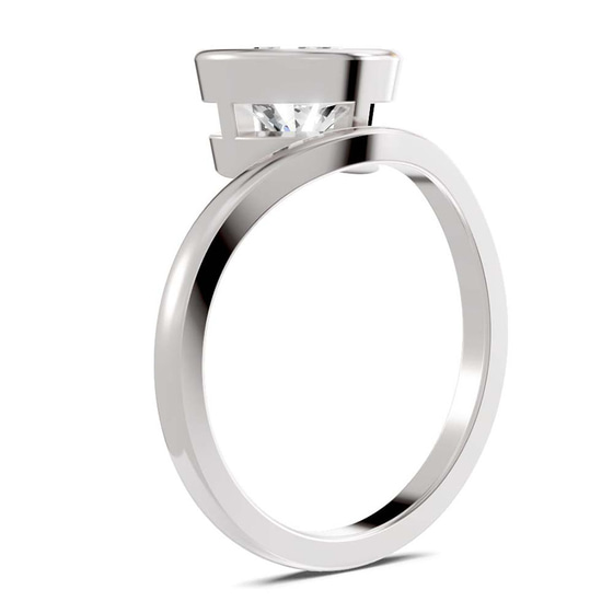 Bezel Crest Solitaire Lab Diamond Ring left view