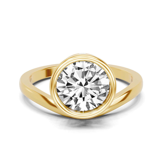 Bezel Crest Solitaire Lab Diamond Ring front view