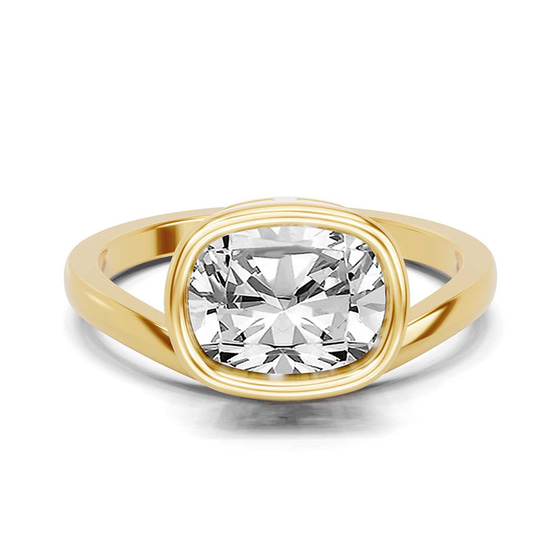 Bezel Crest Solitaire Lab Diamond Ring front view
