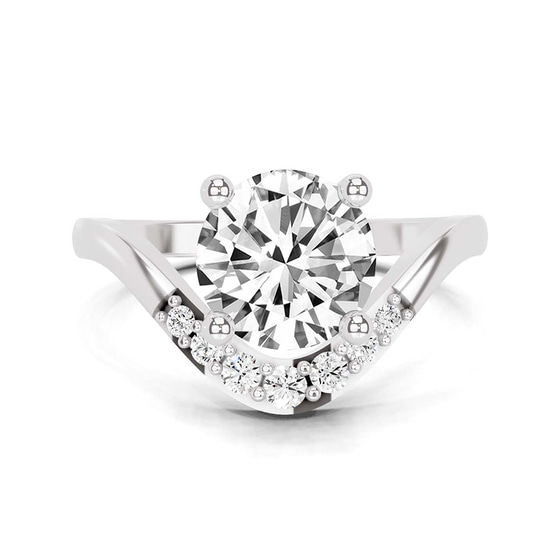 Curved Crest Lab Diamond Ring front view