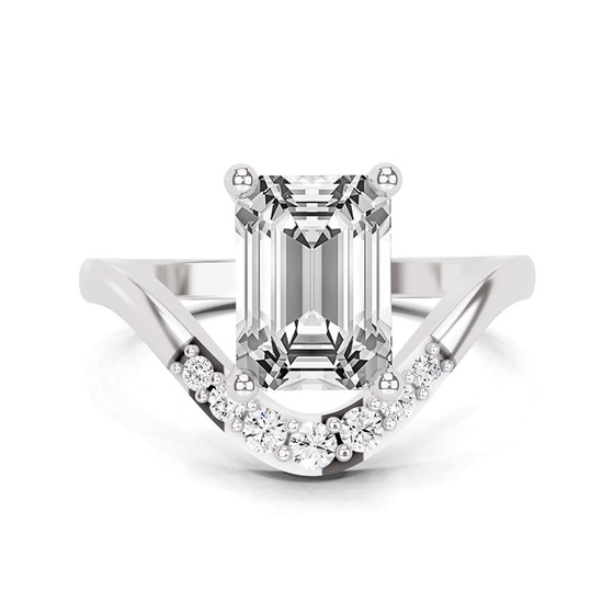 Curved Crest Lab Diamond Ring front view