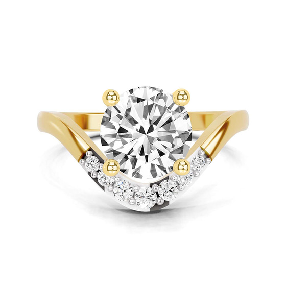 Curved Crest Lab Diamond Ring front view