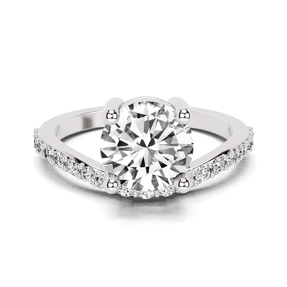 Half Pave Crest Lab Diamond Ring front view