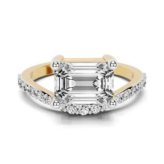 Half Pave Crest Lab Diamond Ring front view