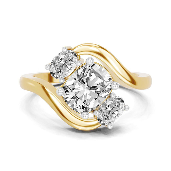 Three Stone Crest Lab Diamond Ring front view