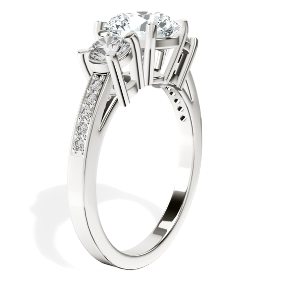 Trilogy Three Stone Lab Diamond Ring left view