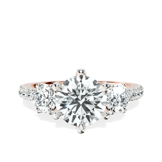 Tiara Three stone Lab Diamond Ring front view