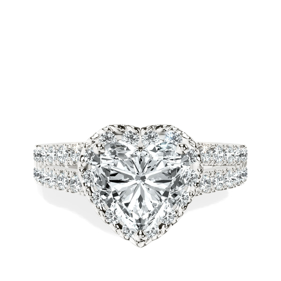 Luna Split Shank Halo Lab Diamond Ring