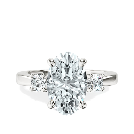 Intricacy Three stone Lab Diamond Ring front view