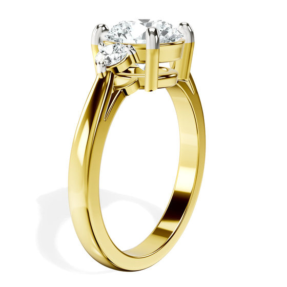 Synthia Three stone Lab Diamond Ring left view