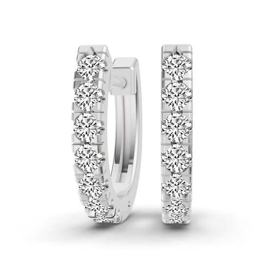 Classic Round Lab Diamond Huggie Earrings front view