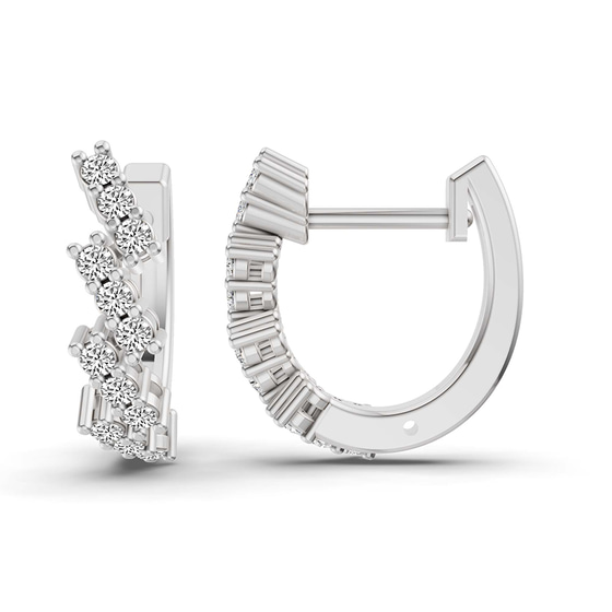 Capella Round Lab Diamond Huggie Earrings left view