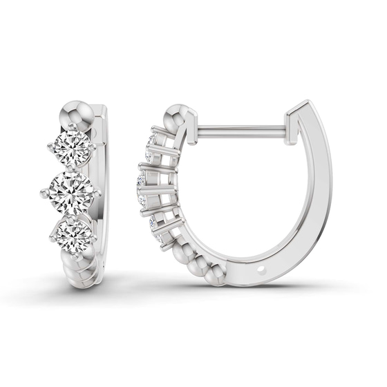 Ara Round Lab Diamond Huggie Earrings left view