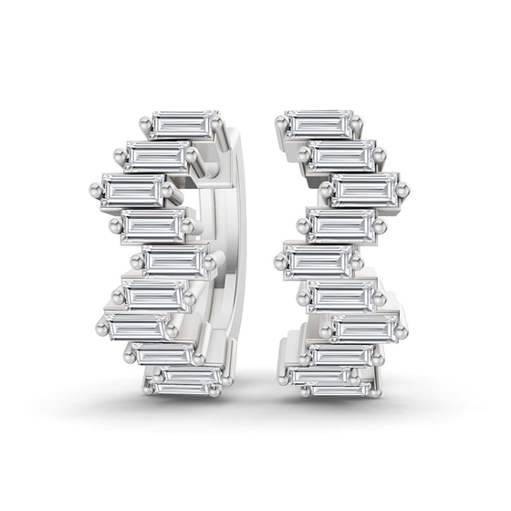Siena Baguette Lab Diamond Huggie Earrings front view