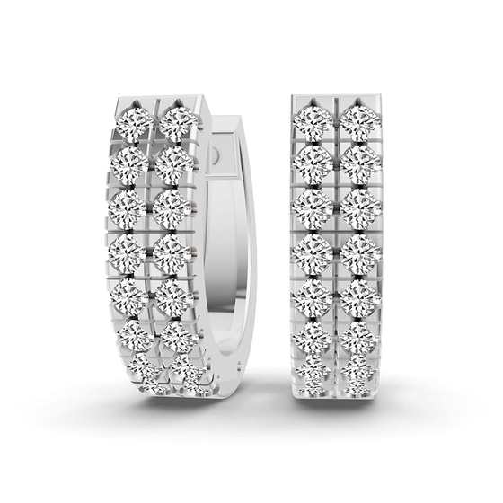 Twin Shimmer Lab Diamond Huggie Earrings front view