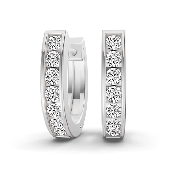 Remi Round Lab Diamond Huggie Earrings front view