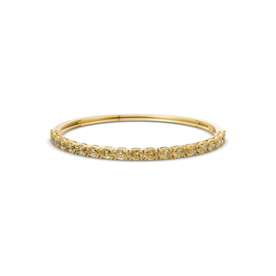 Oval Serenity Sunlit Yellow Lab Diamond Openable Bangle Bracelet front view