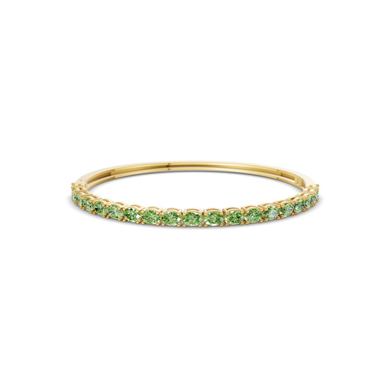 Oval Serenity Ocean Green Lab Diamond Openable Bangle Bracelet front view