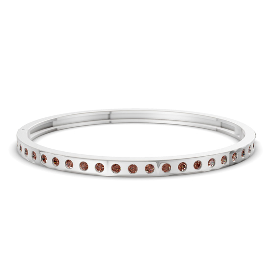 Round Glow Classic Brown Lab Diamond Openable Bangle Bracelet front view
