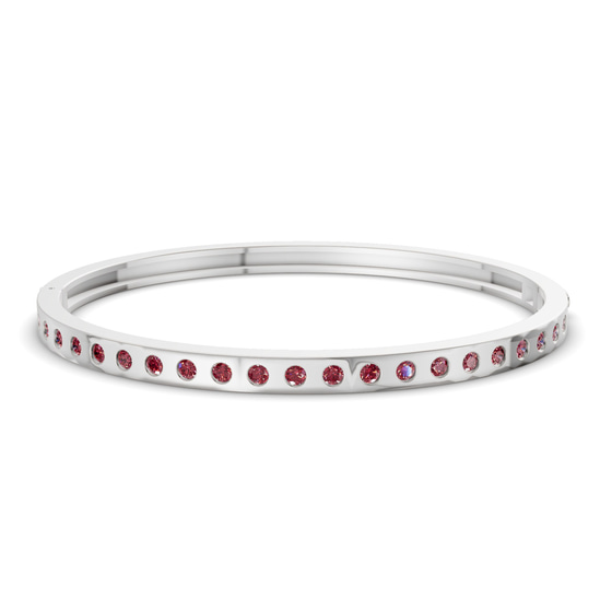 Round Glow Classic Cherry Cognac Lab Diamond Openable Bangle Bracelet front view