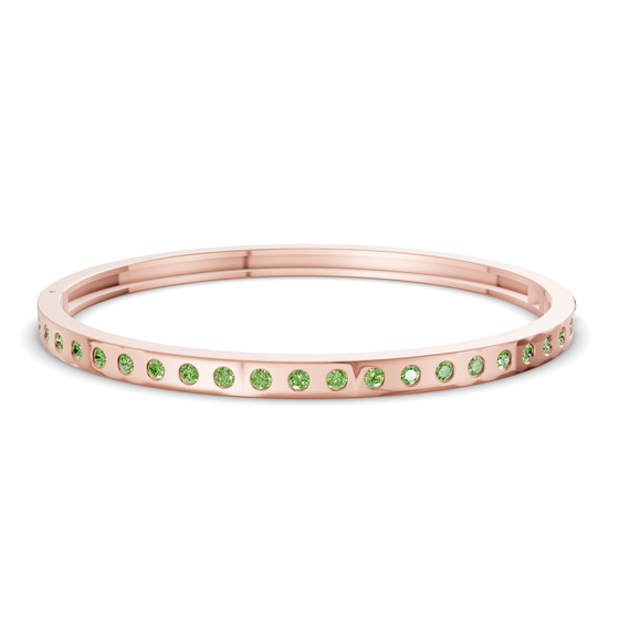 Round Glow Classic Ocean Green Lab Diamond Openable Bangle Bracelet front view