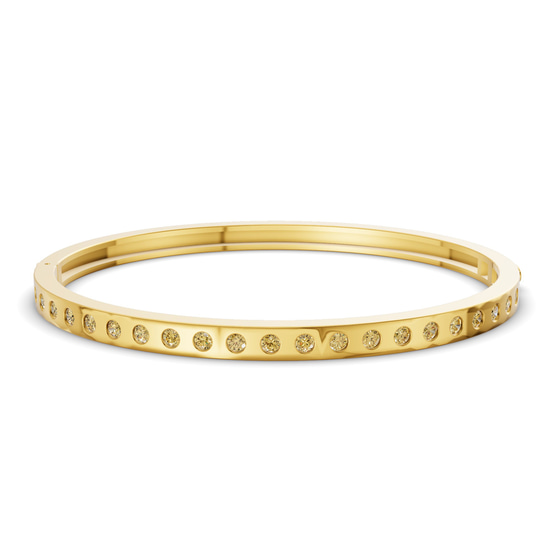 Round Glow Classic Lemon Yellow Lab Diamond Openable Bangle Bracelet front view