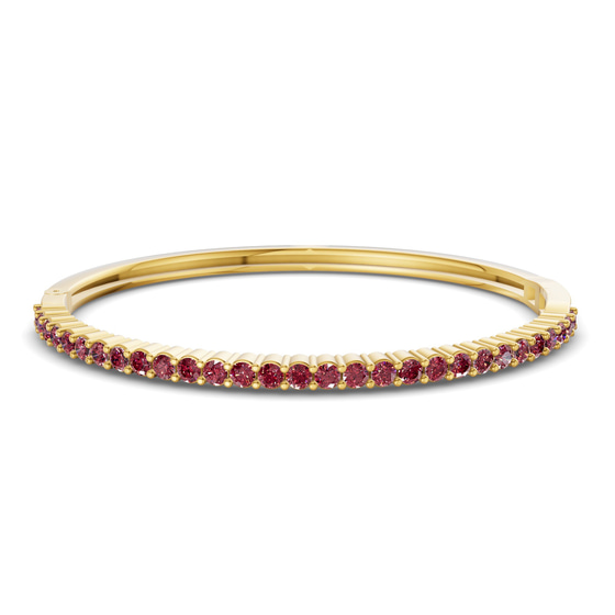 Round Embrace Cherry Cognac Lab Diamond Openable Bangle Bracelet front view