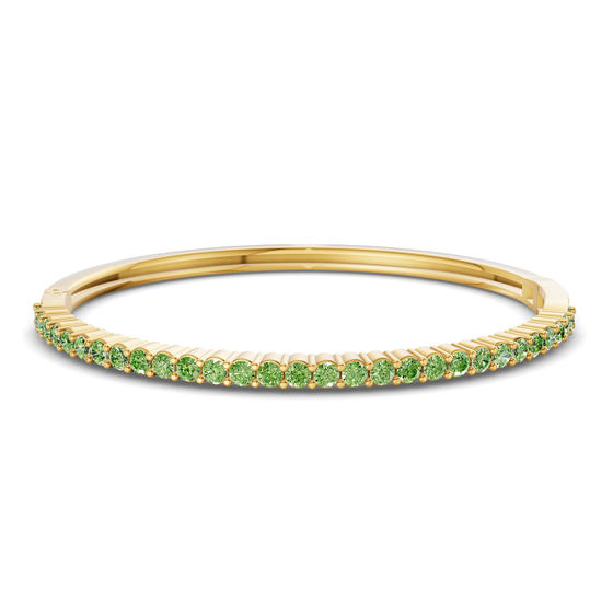 Round Embrace Ocean Green Lab Diamond Openable Bangle Bracelet front view