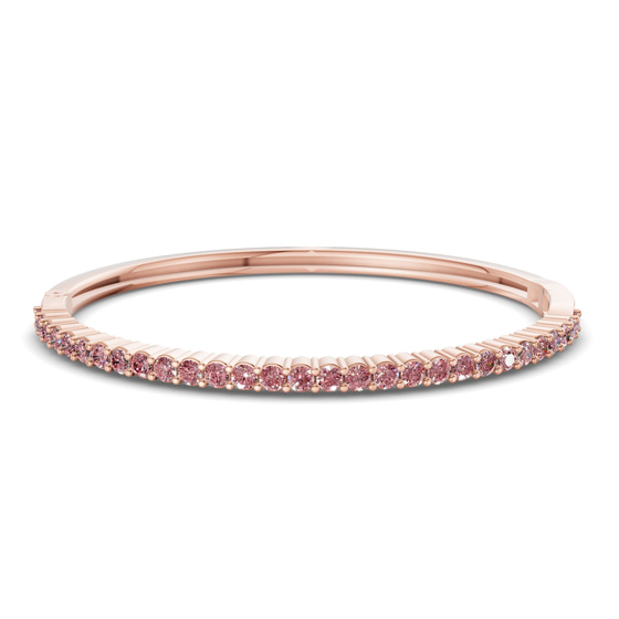 Round Embrace Vivid Pink Lab Diamond Openable Bangle Bracelet front view