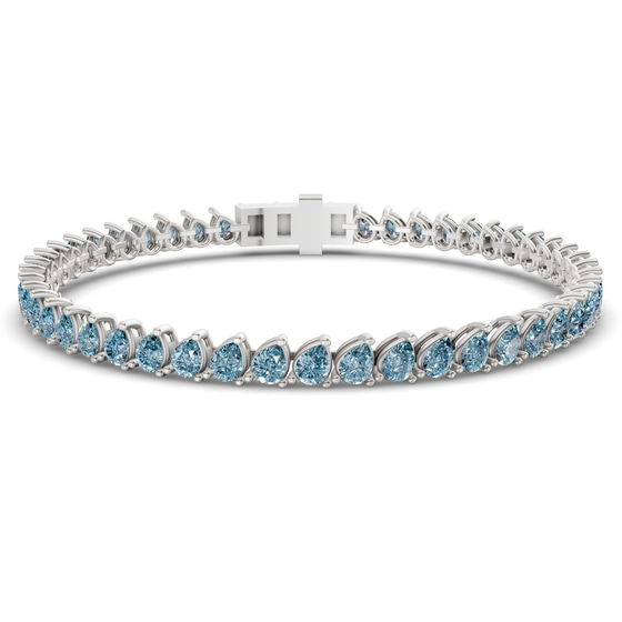 Lilac Pear Ice Blue Lab Diamond Tennis Bracelet front view